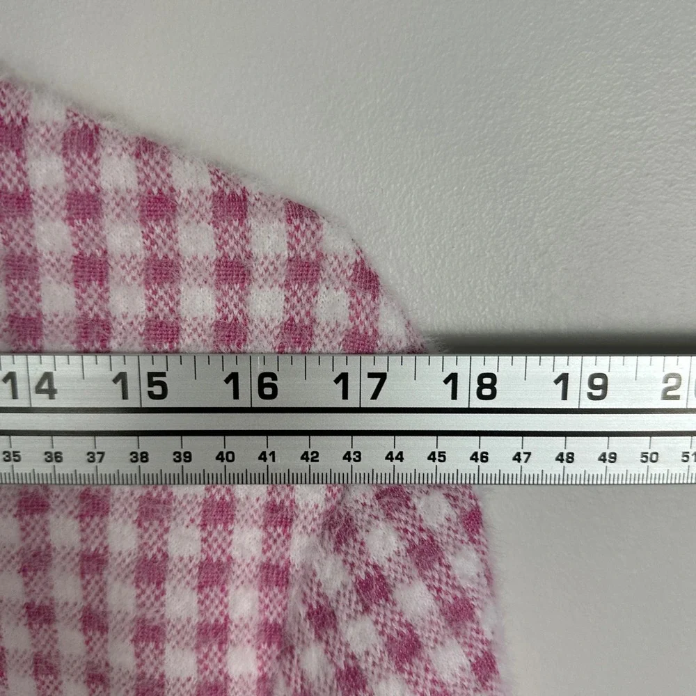 Zara Pink White Mock Neck Sweater Womens Size Small Checkered‎ Plaid Preppy Knit - Picture 14 of 16